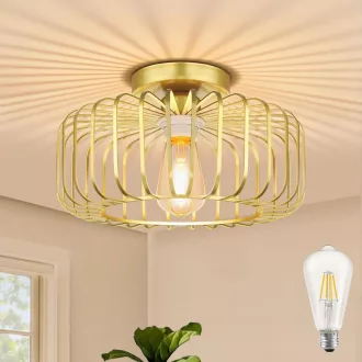   SERBASIC arany LED mennyezeti lámpa E27 fém retro kerek ipari konyha hálószoba