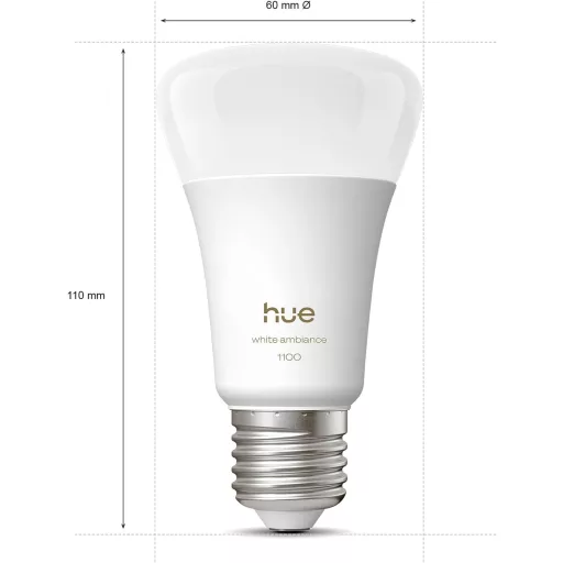 Philips Hue E27 okos LED izzó, fehér ambiance, 2 db, dimmelhető - 2-pack, White, Modern