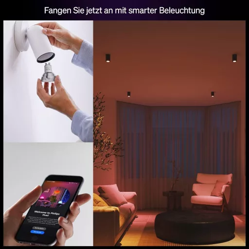 Philips Hue Essential GU10 okos LED izzó, 4 db, színváltó, dimmer, 345 lm