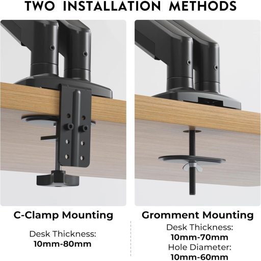BONTEC Dual Monitor Tartó Gázrugós Kar 2 Képernyőhöz 15-34" Forgatható Magasságállítható