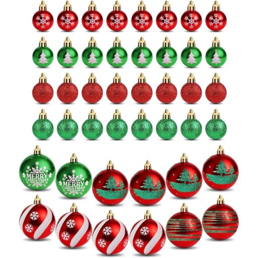 Vianočná sada gúľ ilauke, 44 ks, červená a zelená, plastová, 3-6 cm, dekorácia