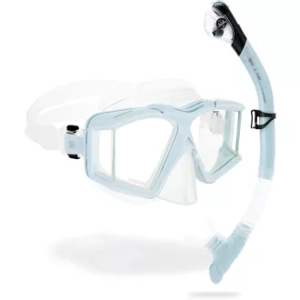   Set mască de scufundări și snorkeling Cressi Horizon cu 4 lentile - Transparent/Ice Blue, Combo