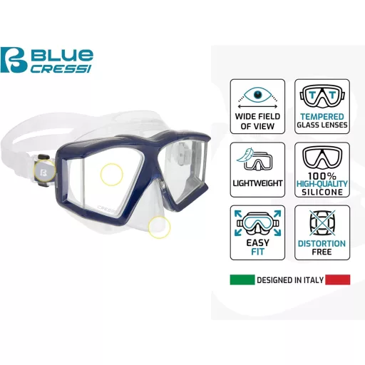 Cressi Horizon búvárkodási és snorkelezési maszk 4 lencse szett - Clear/Ice Blue, Combo