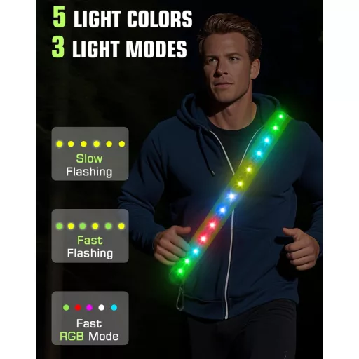 Zacro LED reflexný bežecký pás, reflexné bezpečnostné svetlo na chôdzu, beh a bicyklovanie