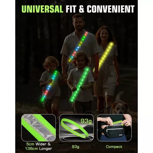 Zacro LED reflexný bežecký pás, reflexné bezpečnostné svetlo na chôdzu, beh a bicyklovanie