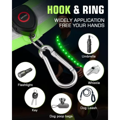 Zacro LED reflexný bežecký pás, reflexné bezpečnostné svetlo na chôdzu, beh a bicyklovanie