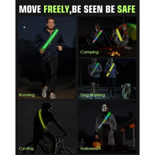 Zacro LED reflexný bežecký pás, reflexné bezpečnostné svetlo na chôdzu, beh a bicyklovanie