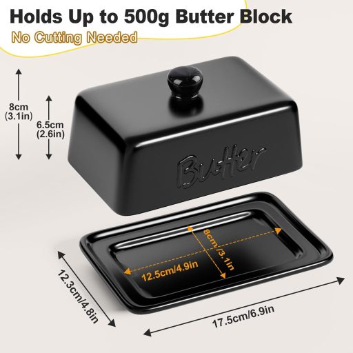 HONZUEN Kerámia Vajdoboz Fedővel, 500g-os Vajhoz, Mosogatógépben Mosható Porcelán Tárolóedény