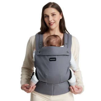   Momcozy Ergonomikus Babahordozó 3-24 Hónapos Kisgyermekeknek, Légáteresztő Szürke