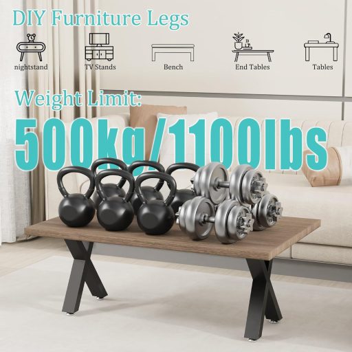 GUOHNHE X-noga za stol, crna, nosivost 500 kg, visina 43 cm