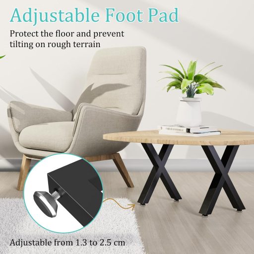 GUOHNHE X-alakú asztalláb fekete, 500 kg terhelhetőség, 43 cm magas bútor láb