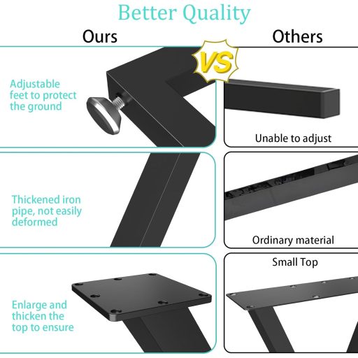 GUOHNHE X-alakú asztalláb fekete, 500 kg terhelhetőség, 43 cm magas bútor láb