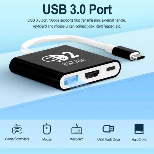 AriKroii Switch 2 dokkoló állvány 4K HDMI USB 3.0 100W töltéssel