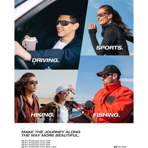 RIVBOS polarizált sportnapszemüveg kerékpározáshoz futáshoz golfhoz UV400 védelem