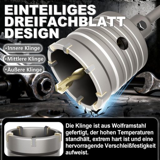 Adaptor burghiu SDS Plus ZENIX 130 mm, 220 mm, pentru găurirea pietrei, betonului, marmurei, cu sac de praf și cheie