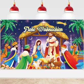   DPKOW Betlehem jelenet karácsonyi dekoráció banner 185x110 cm