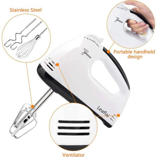 Leaflai elektromos kézi mixer 7 fokozat turbó funkcióval rozsdamentes kiegészítőkkel