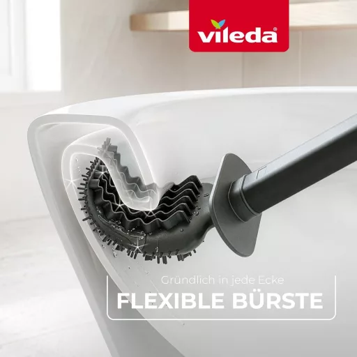 Vileda szilikon WC kefe flex fejjel és rozsdamentes acél nyéllel - Toilet Brush Grey