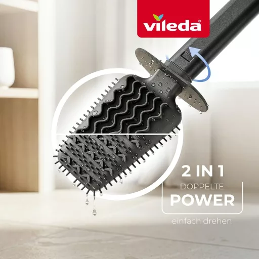Vileda szilikon WC kefe flex fejjel és rozsdamentes acél nyéllel - Toilet Brush Grey