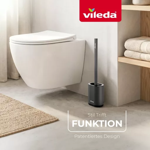 Vileda szilikon WC kefe flex fejjel és rozsdamentes acél nyéllel - Toilet Brush Grey