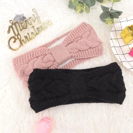 DRESHOW női téli fejpánt, vastag fleece béléssel, fülmelegítő, kötött hajpánt