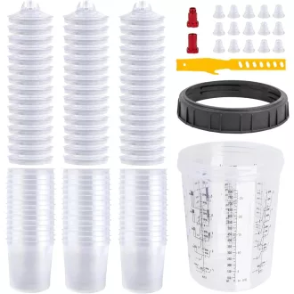   TOOSOAR 800ml Festékkevert pohár 50db fedővel + alumínium adapter + keverőbot