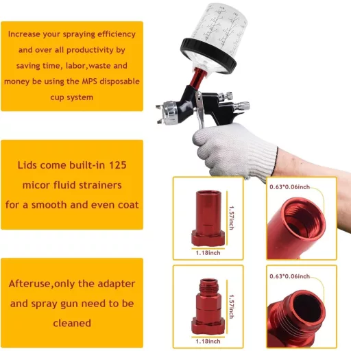 TOOSOAR 800ml Festékkevert pohár 50db fedővel + alumínium adapter + keverőbot