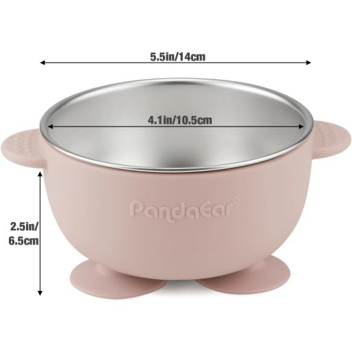 PandaEar 3 részes rozsdamentes acél tányér szívókoronggal, tapadókorongos baba tál BPA-mentes