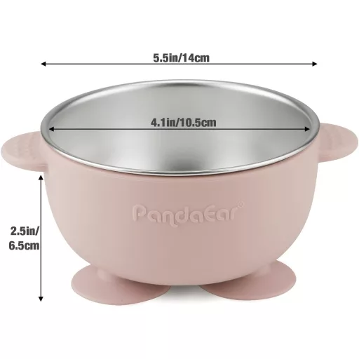 PandaEar 3 részes rozsdamentes acél tányér szívókoronggal, tapadókorongos baba tál BPA-mentes