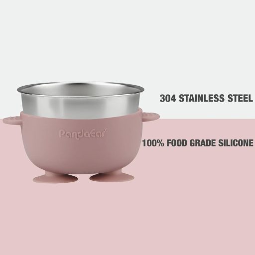 PandaEar 3 részes rozsdamentes acél tányér szívókoronggal, tapadókorongos baba tál BPA-mentes