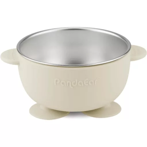 PandaEar 3 részes rozsdamentes acél tányér szívókoronggal, tapadókorongos baba tál BPA-mentes