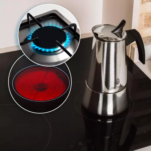 Taliansky moka kávovar Cecotec Piccolina 600, 300 ml, pre 6 šálok, nehrdzavejúca oceľ