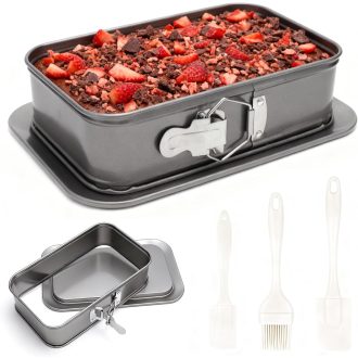   VOSSOT Téglalap Sütőforma 18x6,6cm Rugós Tortaforma Szett Tapadásmentes Sütőedény Szilikon Kaparókkal