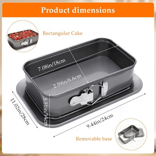 VOSSOT Téglalap Sütőforma 18x6,6cm Rugós Tortaforma Szett Tapadásmentes Sütőedény Szilikon Kaparókkal