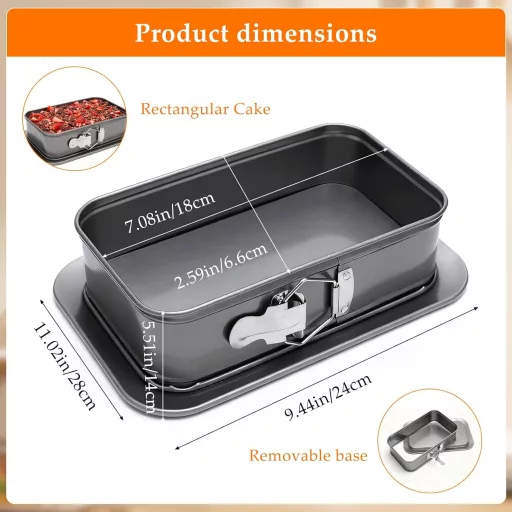 VOSSOT Téglalap Sütőforma 18x6,6cm Rugós Tortaforma Szett Tapadásmentes Sütőedény Szilikon Kaparókkal