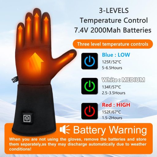 Seenlast Elektromos Fűtött Kesztyű Férfi Női 7.4V Akkumulátor 3 Fokozat Érintőképernyő Vízálló