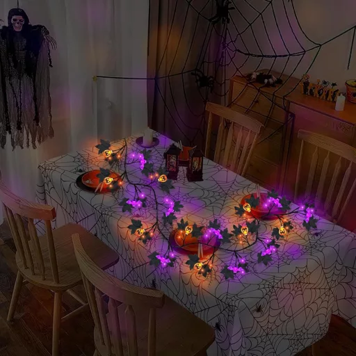 Gresonic Halloween girland fekete 54 LED-es tök dekoráció 8 üzemmód vízálló