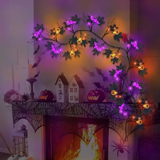 Gresonic Halloween girland fekete 54 LED-es tök dekoráció 8 üzemmód vízálló