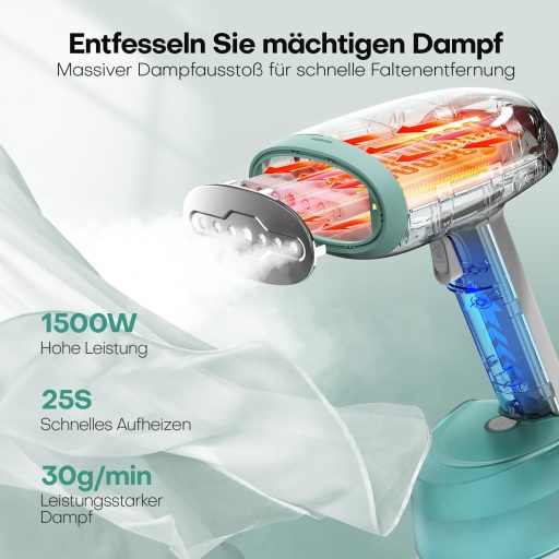 AROEVE 1500W Gőzölő Kézi Gőzvasaló 365ml Tartállyal Gyors Felmelegítés Hordozható