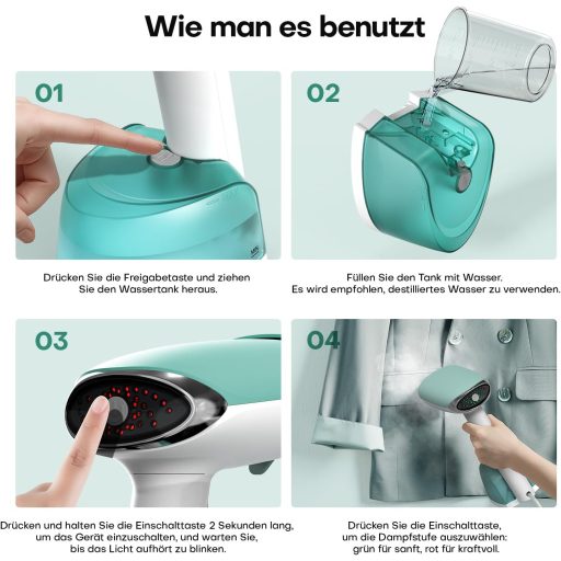 AROEVE 1500W Gőzölő Kézi Gőzvasaló 365ml Tartállyal Gyors Felmelegítés Hordozható