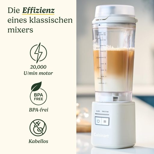 Cuisinart Blast & Go Wireless Mixer USB-C Töltéses Turmixgép 500ml Utazó Pohár