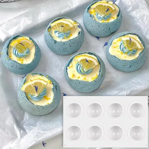Noaxylic szilikon félgömb forma 8 lyukas 65mm csokoládé és torta sütéshez