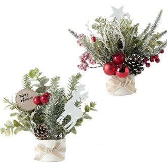   Fangoo 2 db 25x20 cm Karácsonyi Asztali Dekoráció Bogyós Díszítéssel Otthonhoz