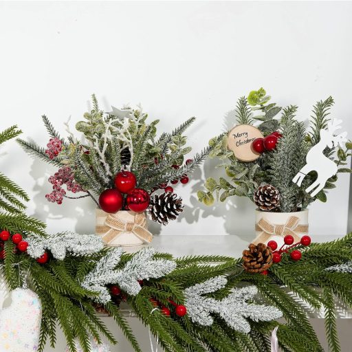 Fangoo 2 db 25x20 cm Karácsonyi Asztali Dekoráció Bogyós Díszítéssel Otthonhoz