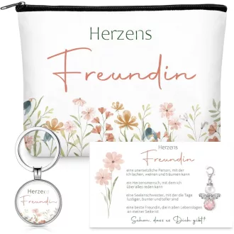   Photect Ajándékszett Nőknek - Kozmetikai Táska, Gravírozott Kulcstartó, Angyalka