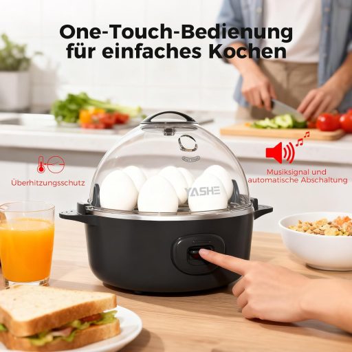 YASHE Elektromos Tojásfőző 7 Tojáshoz Kemény Puha Főzéshez Omlett Készítő