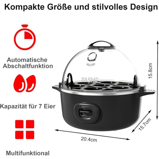 YASHE Elektromos Tojásfőző 7 Tojáshoz Kemény Puha Főzéshez Omlett Készítő