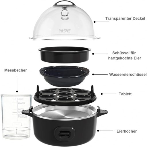YASHE Elektromos Tojásfőző 7 Tojáshoz Kemény Puha Főzéshez Omlett Készítő