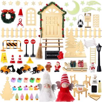   XIMISHOP 78-dielna súprava vianočných škriatkov, stavebnica domčeka pre škriatkov s dekoráciami