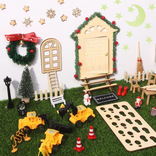 XIMISHOP 78-dielna súprava vianočných škriatkov, stavebnica domčeka pre škriatkov s dekoráciami